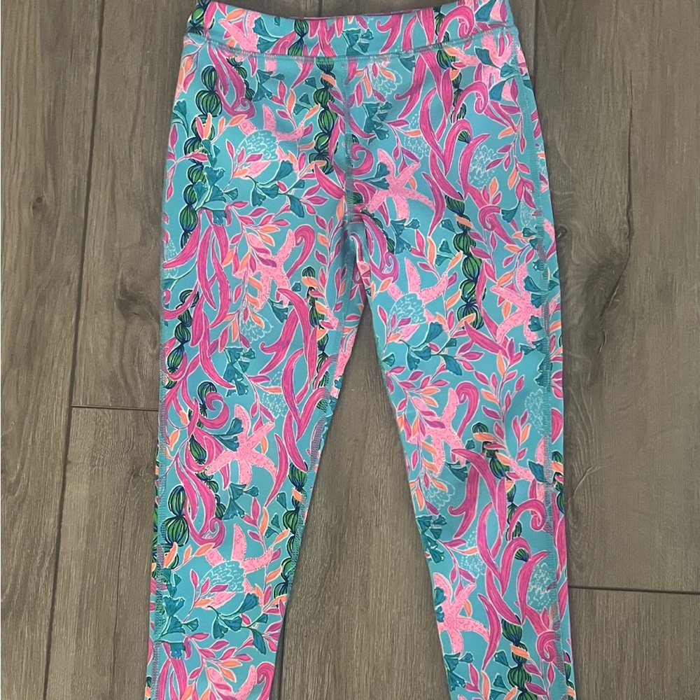 Lilly Pulitzer Pink and Blue Kids Leggings Size 6-7 (M)